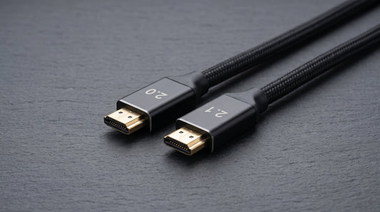 Twee HDMI kabels naast elkaar: HDMI 2.0 en HDMI 2.1