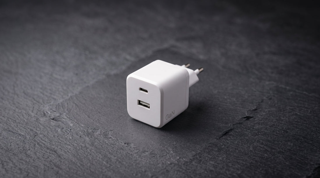 Witte USB-C GaN oplader met twee poorten
