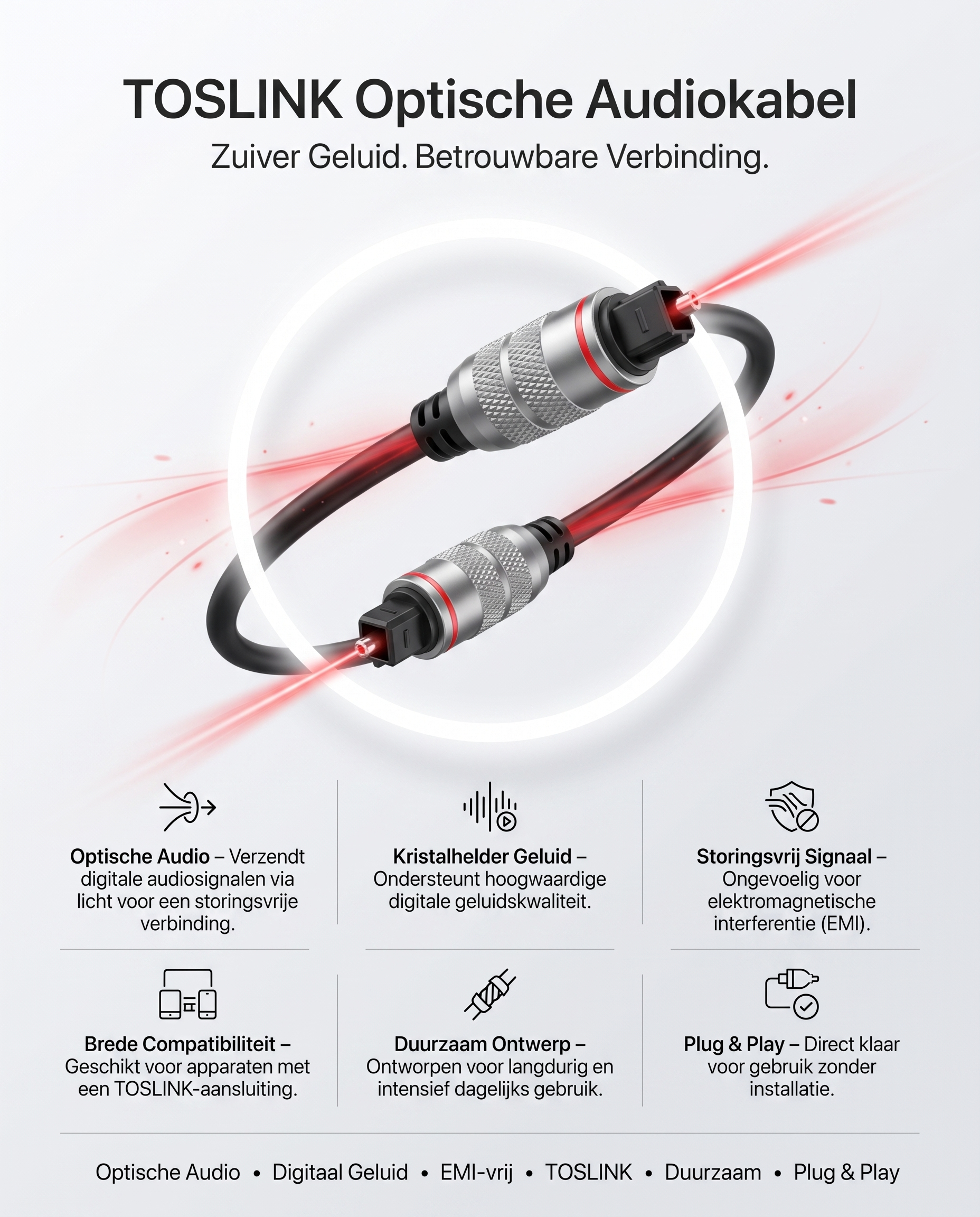 Specificaties en kenmerken van de Kabelkings Toslink Optische Kabel