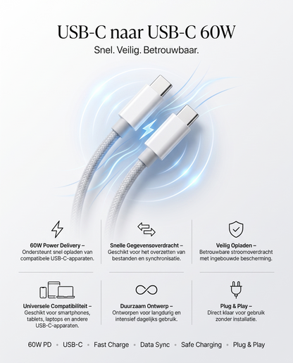 Specificaties en kenmerken van de Kabelkings USB-C Kabel Wit